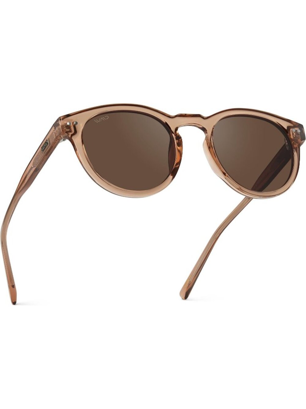 Women's Light Crystal Brown Classic Retro Round Frame UV Polarized Sunglasses